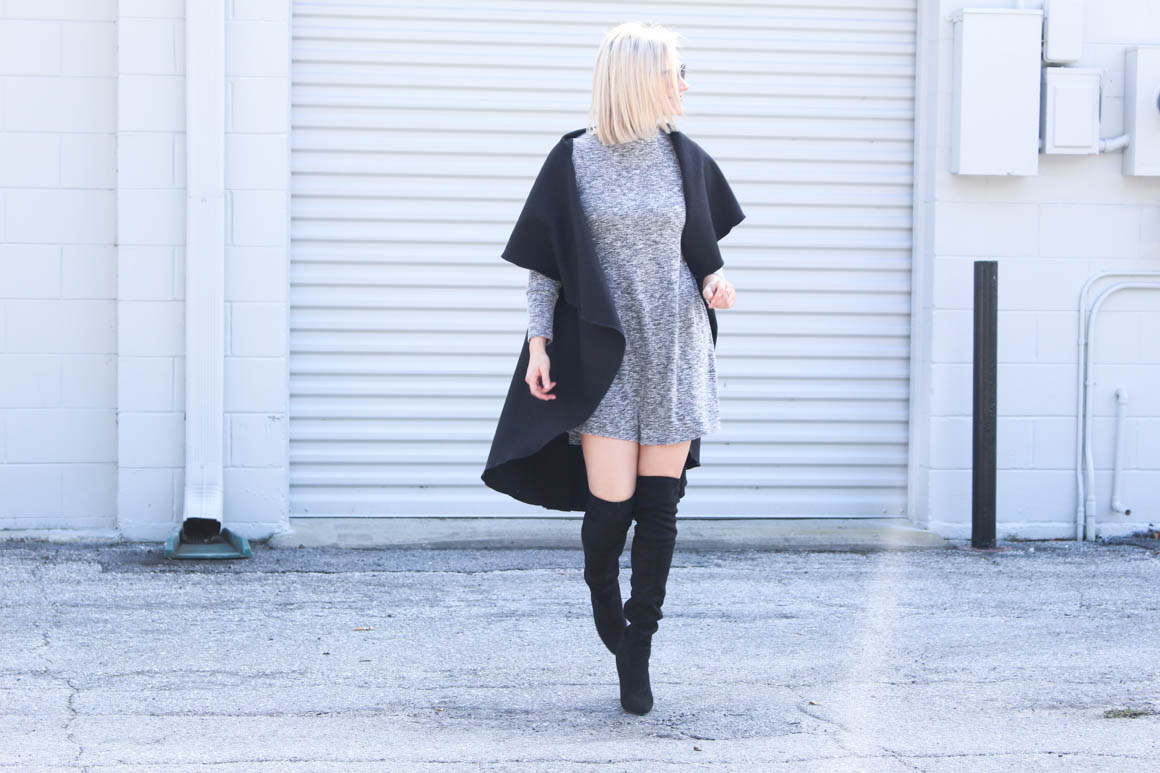 chelsey-wearing-grey-turtleneck-swing-dress