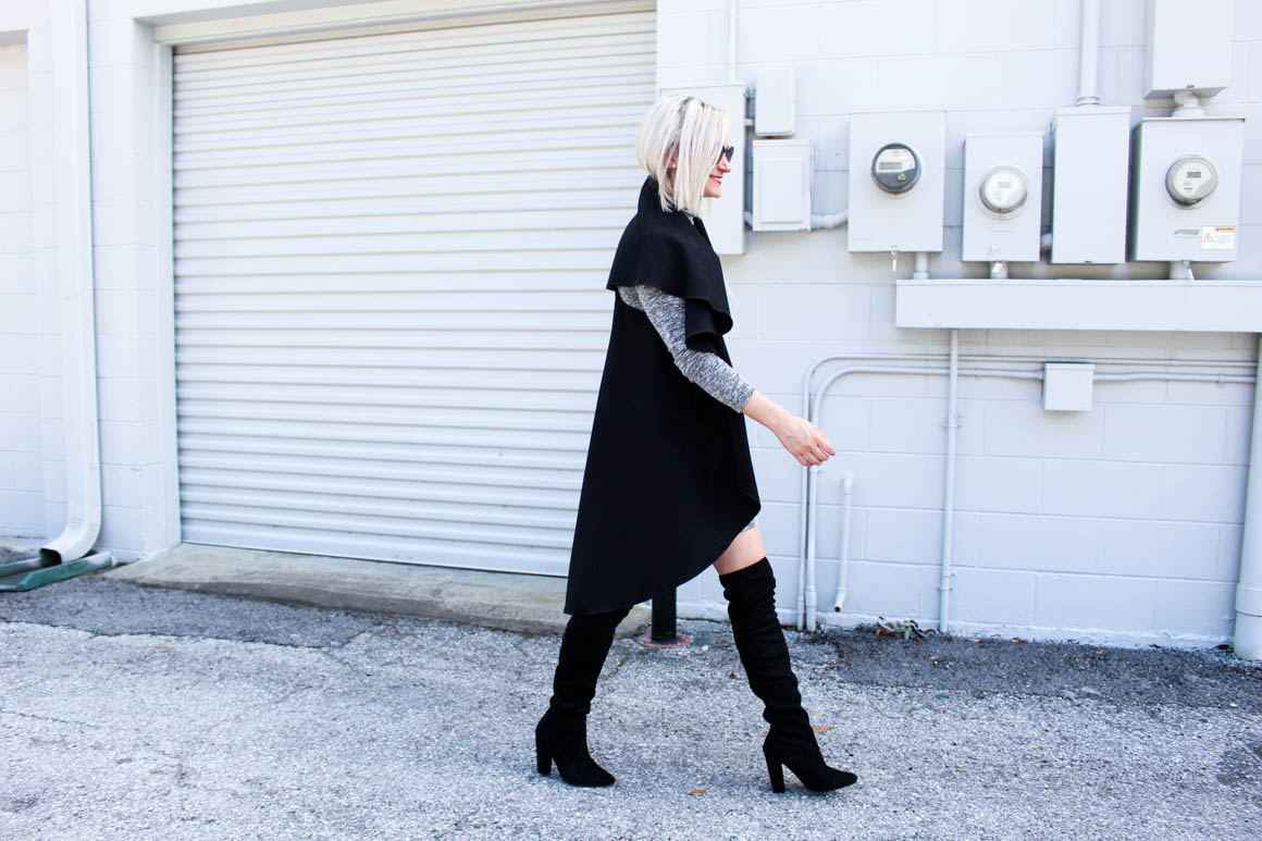 chelsey-wearing-grey-turtleneck-swing-dress