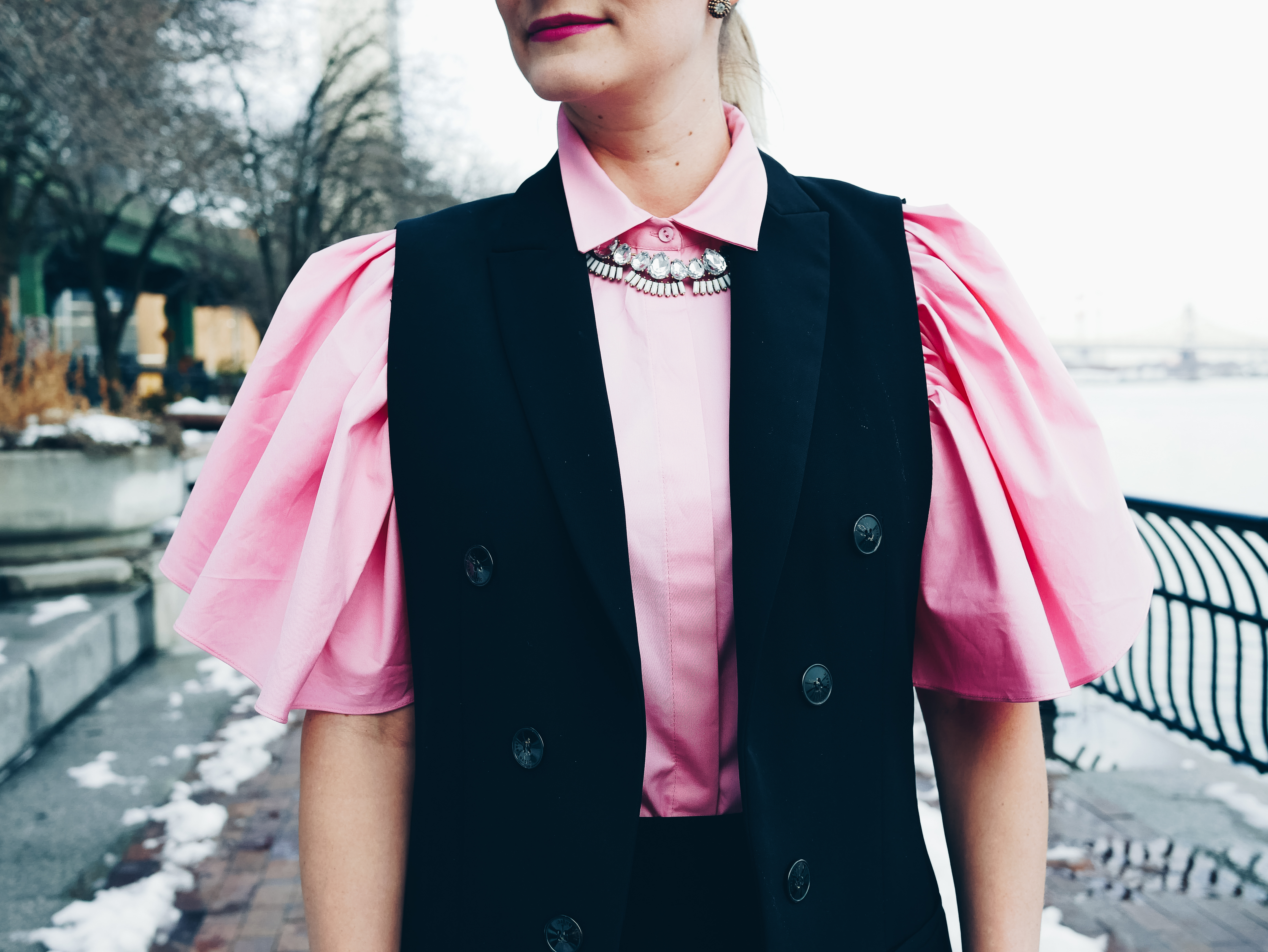 Hot Pink ruffled Top Zara